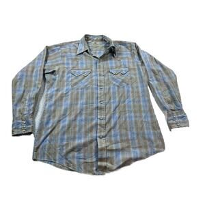 VTG. Dee Cee Brand Western Sawtooth Pearl Snap Shirt Made USA Plaid Mens 16.5-34